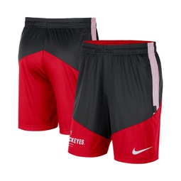 Mens Black and Scarlet Ohio State Buckeyes Team Performance Knit Shorts