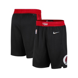 Mens Black and Red Portland Trail Blazers 2021/22 City Edition Swingman Shorts