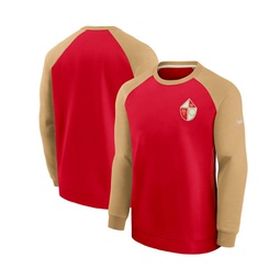 Mens Scarlet and Gold-Tone San Francisco 49ers Historic Raglan Crew Performance Sweater