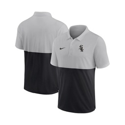 Mens Silver Black Chicago White Sox Team Baseline Striped Performance Polo Shirt