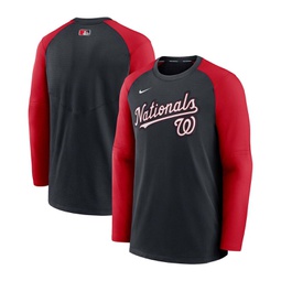 Mens Navy Red Washington Nationals Authentic Collection Pregame Performance Raglan Pullover Sweatshirt