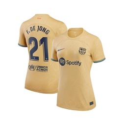 Womens Frenkie de Jong Yellow Barcelona 2022/23 Away Replica Player Jersey