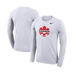 Mens White Canada Soccer Primary Logo Legend Performance Long Sleeve T-shirt