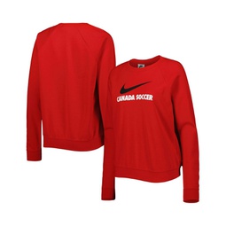 Womens Red Canada Soccer Lockup Varsity Raglan Pullover Sweatshirt