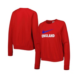 Womens Red England National Team Lockup Varsity Raglan Pullover Sweatshirt