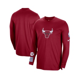 Mens Red Chicago Bulls 2022/23 City Edition Pregame Warmup Long Sleeve Shooting Shirt