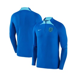 Mens Blue England National Team Strike Drill Performance Raglan Quarter-Zip Long Sleeve Top