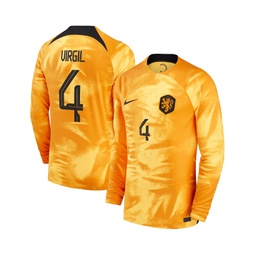 Mens Virgil Van Dijk Orange Netherlands National Team 2022/23 Home Breathe Stadium Replica Player Long Sleeve Jersey