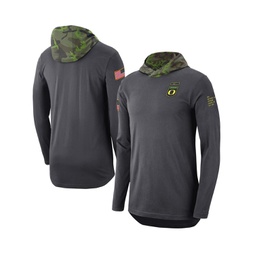 Mens Anthracite Oregon Ducks Military-Inspired Long Sleeve Hoodie T-shirt