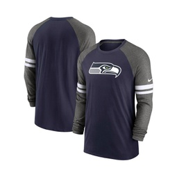 Mens College Navy Charcoal Seattle Seahawks Performance Raglan Long Sleeve T-shirt
