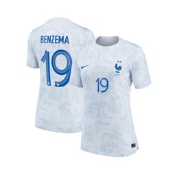 Womens Karim Benzema White France National Team 2022/23 Away Breathe Stadium Replica Player Jersey