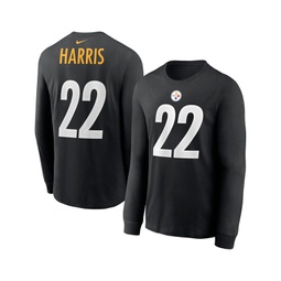 Mens Najee Harris Black Pittsburgh Steelers Player Name & Number Long Sleeve T-shirt