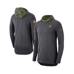 Mens Anthracite Iowa Hawkeyes Military-Inspired Long Sleeve Hoodie T-shirt