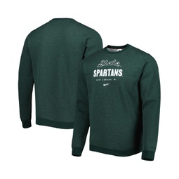Mens Heather Green Michigan State Spartans Vault Stack Club Fleece Pullover Sweatshirt