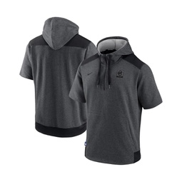 Mens Heathered Charcoal Black Chicago Cubs Authentic Collection Dry Flux Performance Quarter-Zip Short Sleeve Hoodie