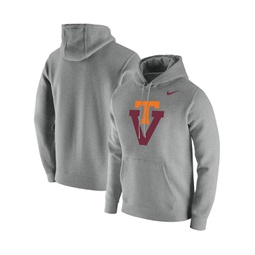 Mens Heathered Gray Virginia Tech Hokies Vintage-Like School Logo Pullover Hoodie