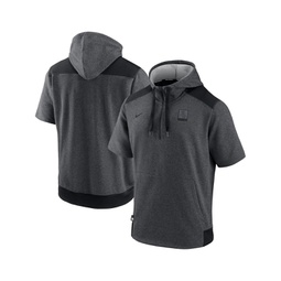 Mens Heathered Charcoal Black Chicago White Sox Authentic Collection Dry Flux Performance Quarter-Zip Short Sleeve Hoodie
