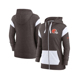 Womens Heathered Brown and Heathered White Cleveland Browns Monaco Full-Zip Hoodie