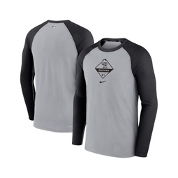 Mens Gray Black Colorado Rockies Game Authentic Collection Performance Raglan Long Sleeve T-shirt