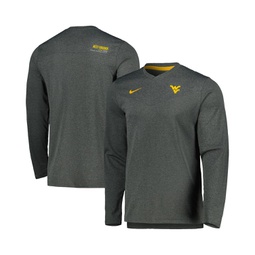 Mens Heather Charcoal West Virginia Mountaineers 2022 Coach Performance Long Sleeve V-Neck T-shirt