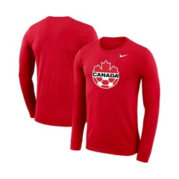 Mens Red Canada Soccer Primary Logo Legend Performance Long Sleeve T-shirt