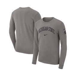 Mens Heather Gray Michigan State Spartans Arch 2-Hit Long Sleeve T-shirt