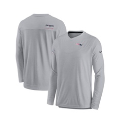 Mens Gray New England Patriots 2022 Sideline Coach Chevron Lock Up Performance Long Sleeve T-shirt