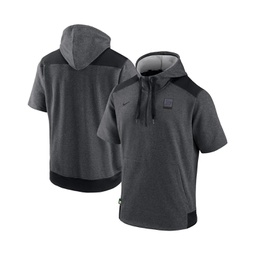 Mens Heathered Charcoal Black Oakland Athletics Authentic Collection Dry Flux Performance Quarter-Zip Short Sleeve Hoodie