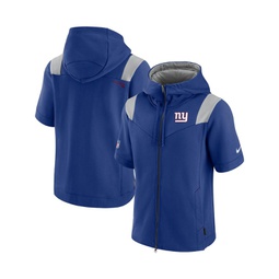 Mens Royal New York Giants Sideline Showout Short Sleeve Full-Zip Hoodie