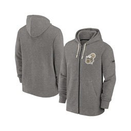 Mens Heather Charcoal New Orleans Saints Historic Lifestyle Full-Zip Hoodie
