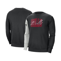 Mens Black and Heather Gray Chicago Bulls Courtside Versus Force and Flight Pullover Sweatshirt