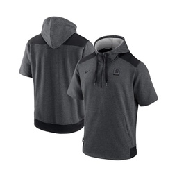 Mens Heathered Charcoal Black Detroit Tigers Authentic Collection Dry Flux Performance Quarter-Zip Short Sleeve Hoodie