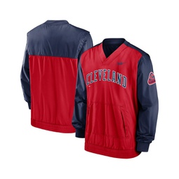 Mens Red Navy Cleveland Indians Cooperstown Collection V-Neck Pullover