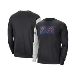 Mens Black Heather Gray New York Knicks Courtside Versus Force & Flight Pullover Sweatshirt