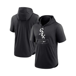 Mens Black Chicago White Sox Logo Lockup Performance Short-Sleeved Pullover Hoodie