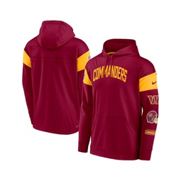 Mens Burgundy Washington Commanders Sideline Athletic Arch Jersey Performance Pullover Hoodie