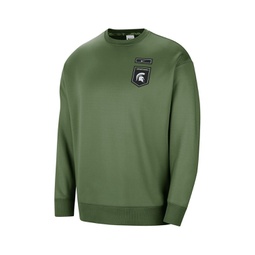 Womens Olive Michigan State Spartans Military-Inspired Collection All-Time Performance Crew Pullover Sweatshirt