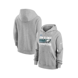 Womens Heather Gray Philadelphia Eagles 2022 NFC Champions Locker Room Trophy Collection Pullover Hoodie