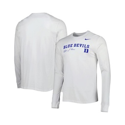 Mens White Duke Blue Devils Team Practice Performance Long Sleeve T-shirt