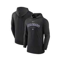 Mens Heather Black Colorado Rockies Authentic Collection Early Work Tri-Blend Performance Pullover Hoodie