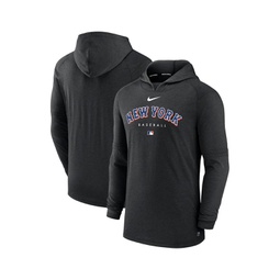 Mens Heather Black New York Mets Authentic Collection Early Work Tri-Blend Performance Pullover Hoodie