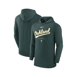 Mens Heather Green Oakland Athletics Authentic Collection Early Work Tri-Blend Performance Pullover Hoodie