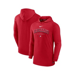 Mens Heather Red Cincinnati Reds Authentic Collection Early Work Tri-Blend Performance Pullover Hoodie