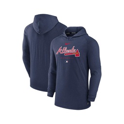 Mens Heather Navy Atlanta Braves Authentic Collection Early Work Tri-Blend Performance Pullover Hoodie
