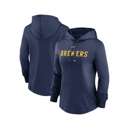 Womens Navy Milwaukee Brewers Authentic Collection Pregame Performance Pullover Hoodie