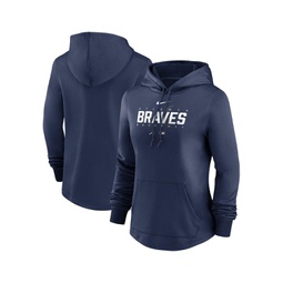 Womens Navy Atlanta Braves Authentic Collection Pregame Performance Pullover Hoodie