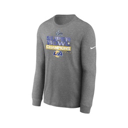 Mens Heather Charcoal Los Angeles Rams 2021 Super Bowl Champions Locker Room Trophy Collection Long Sleeve T-Shirt