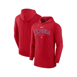 Mens Heather Red Los Angeles Angels Authentic Collection Early Work Tri-Blend Performance Pullover Hoodie