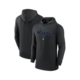 Mens Heather Black Miami Marlins Authentic Collection Early Work Tri-Blend Performance Pullover Hoodie