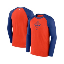 Mens Orange Royal New York Mets Game Authentic Collection Performance Raglan Long Sleeve T-shirt